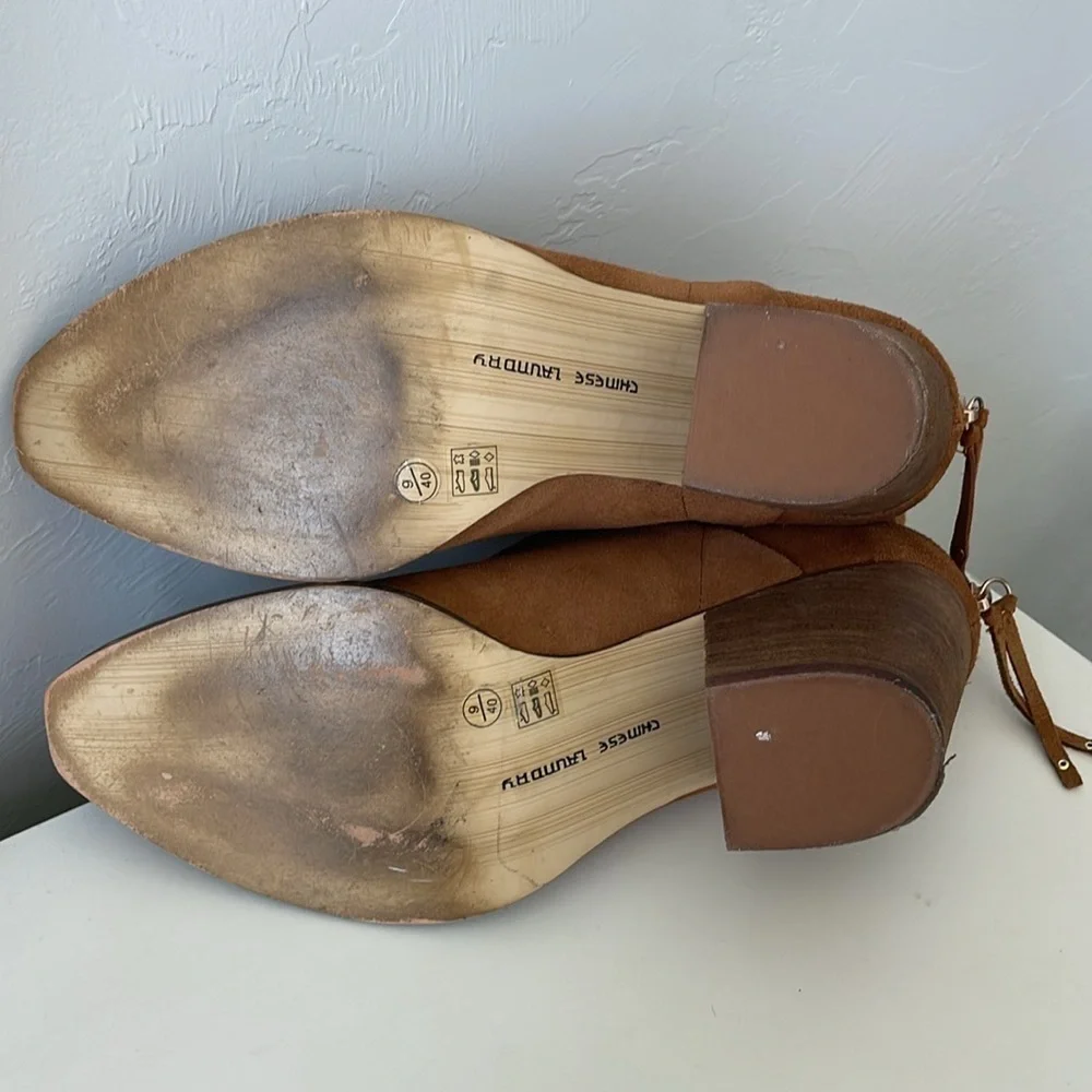 Chinese Laundry Camel Brown Suede Ankle Booties - Picture 6 of 6